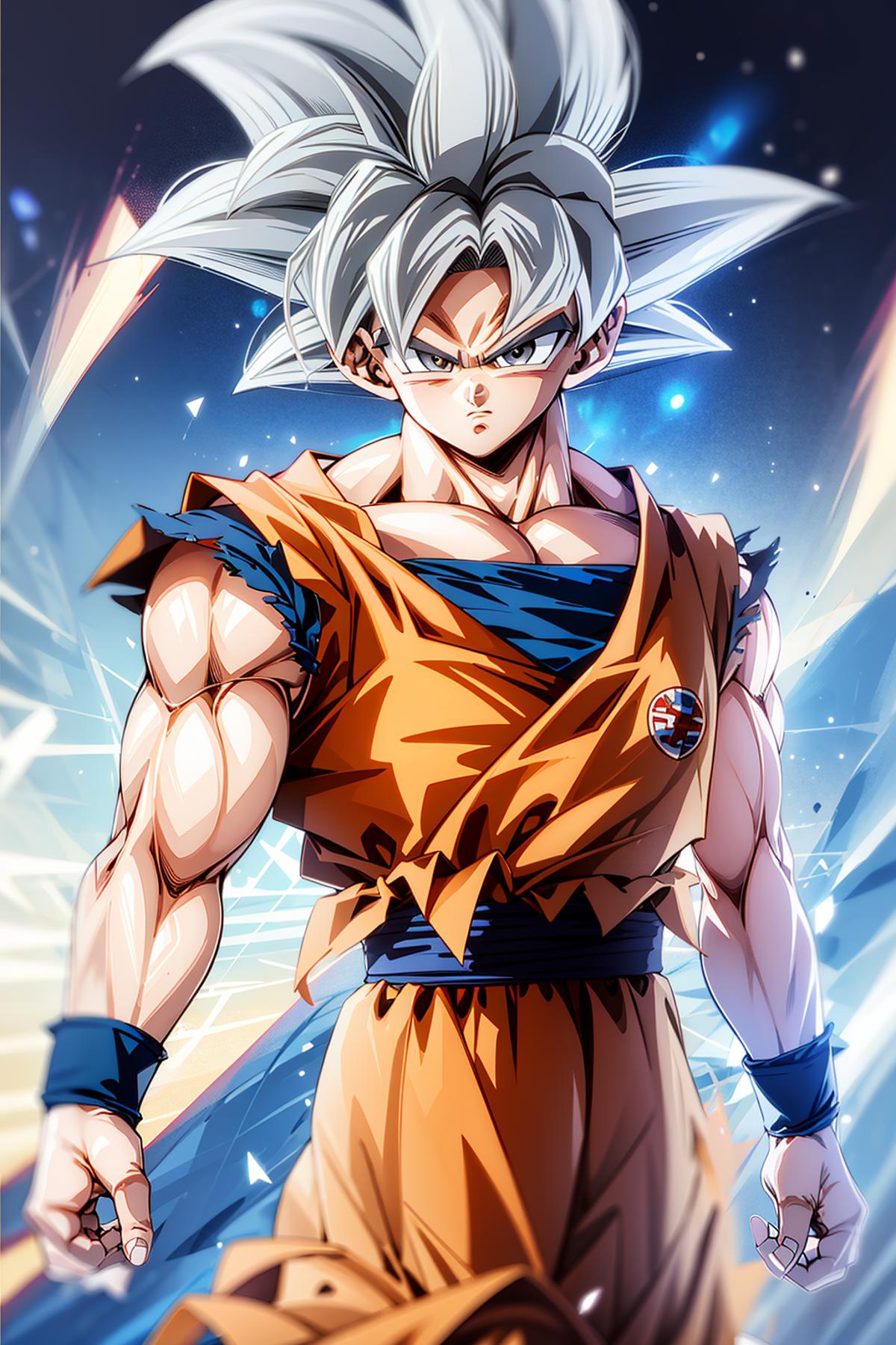 17631-1504037688-lake, sky, _Son Goku, 1boy, male focus, solo, son goku, simple background, black background, wristband, looking at viewer, dougi.png